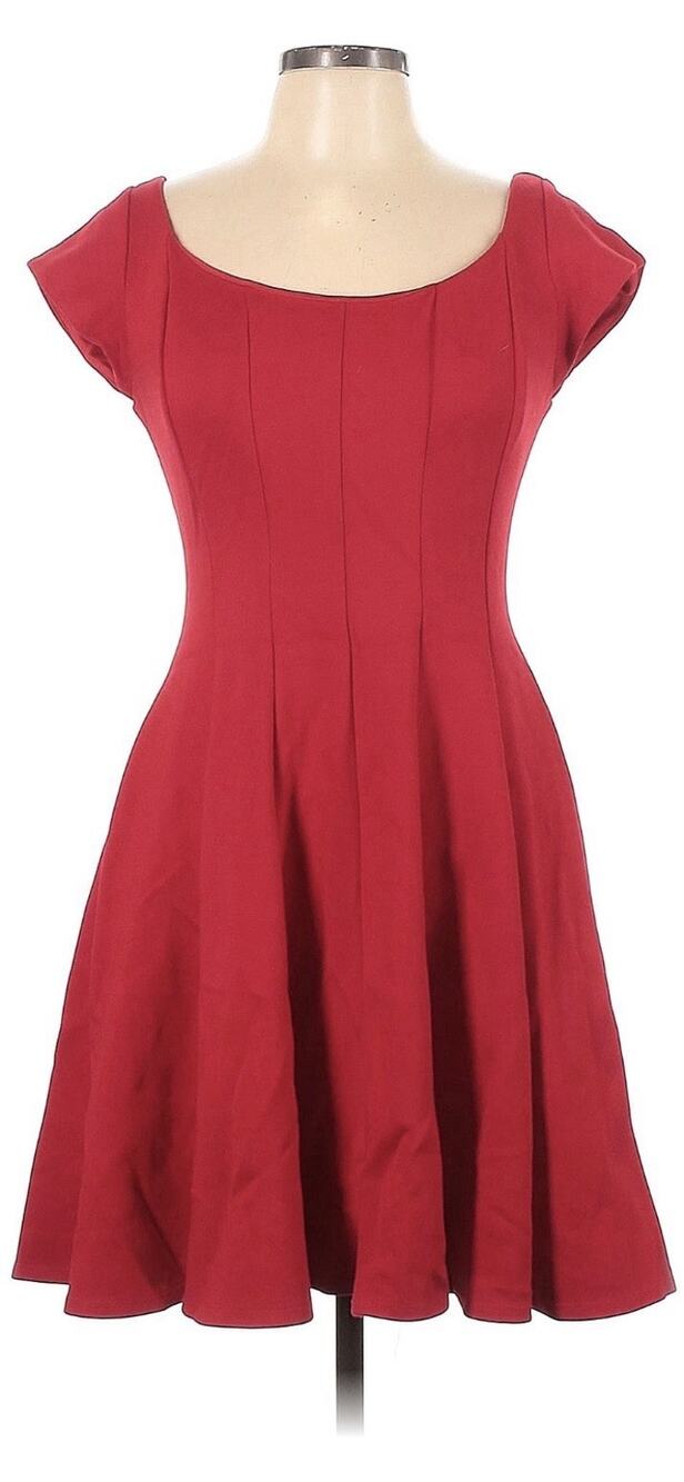 Bailey 44 Red Cap Sleeve Fit & Flare Scoop Neck Dress Size Large